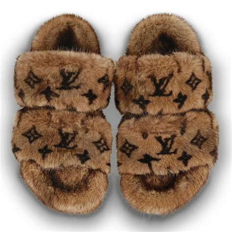 mink slippers lv|louis vuitton fuzzy slippers.